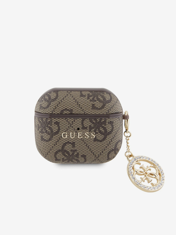Guess Carcasă Guess 4G Script PC/PU Charm pentru AirPods 3 maro