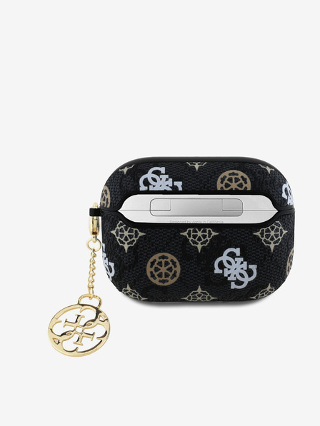 Guess Guess PU 4G Peony Charm Carcasă pentru AirPods Pro Negru