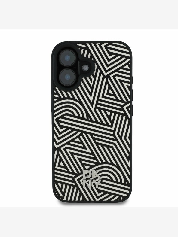 DKNY DKNY PU piele Crosswalk Pattern Magsafe Back Cover pentru iPhone 16 Ivory