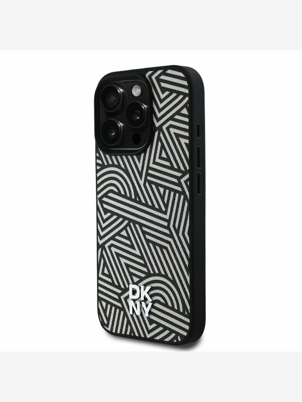 DKNY DKNY PU piele Crosswalk Pattern Magsafe Back Cover pentru iPhone 16 Pro Ivory
