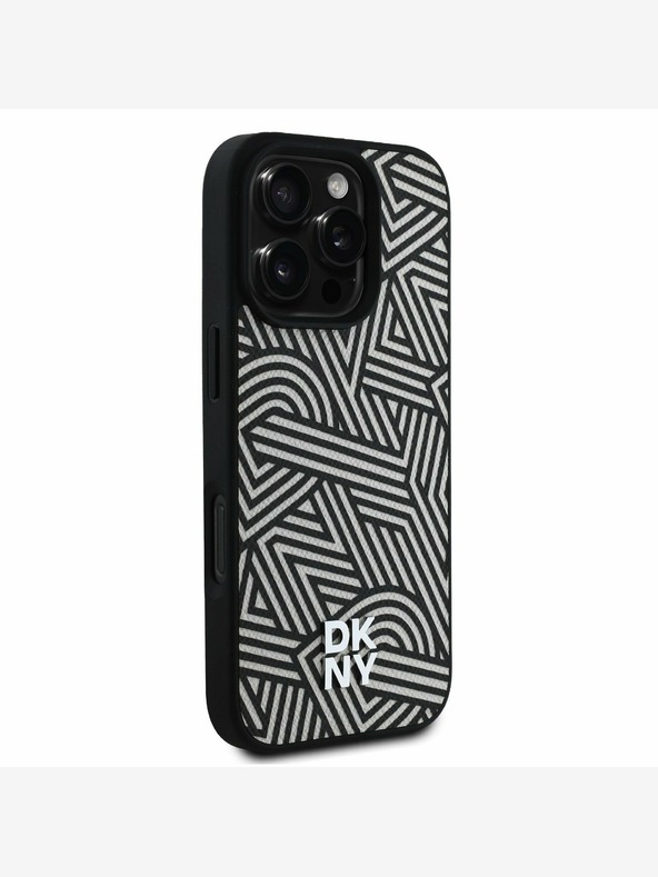 DKNY DKNY PU piele Crosswalk Pattern Magsafe Back Cover pentru iPhone 16 Pro Ivory