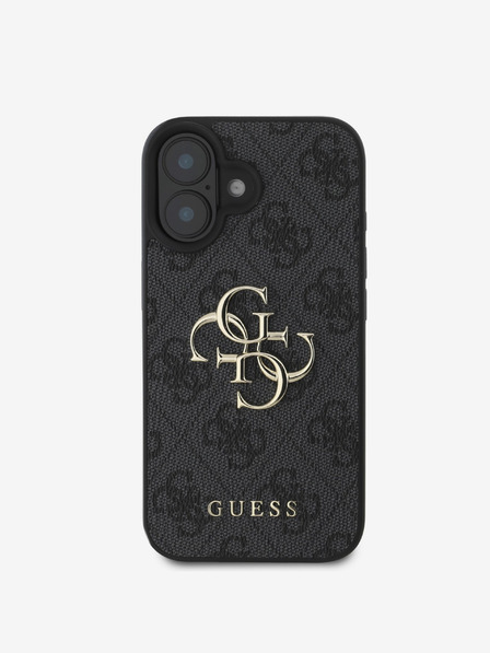 Guess Guess PU 4G Metal Logo Back Cover pentru iPhone 16 gri