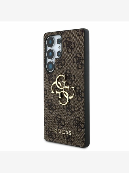 Guess PU 4G Metal Logo Zadní Kryt pro Samsung Galaxy S25 Ultra Brown Carcasa de telefon