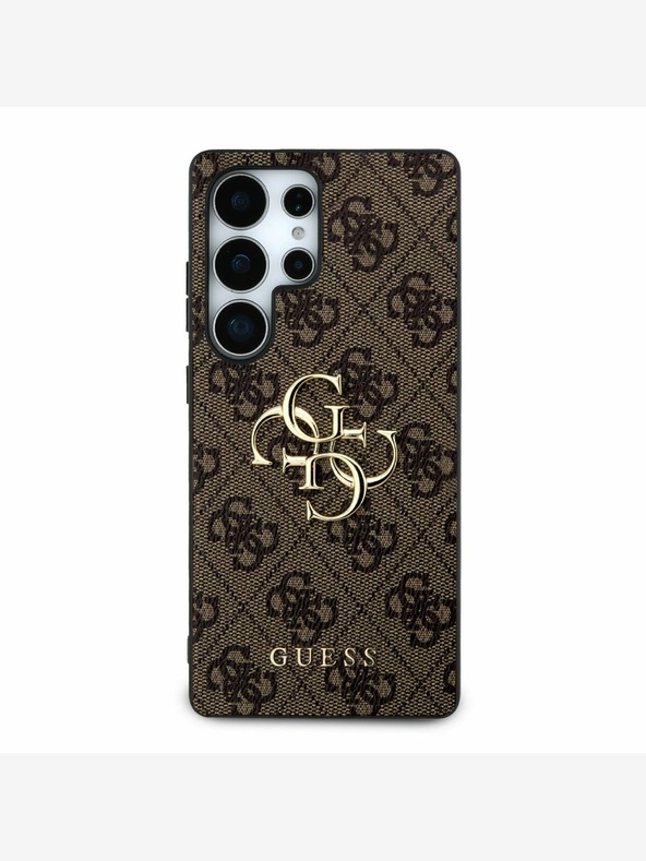 Guess PU 4G Metal Logo Zadní Kryt pro Samsung Galaxy S25 Ultra Brown Carcasa de telefon