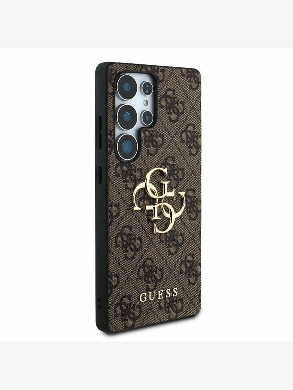 Guess PU 4G Metal Logo Zadní Kryt pro Samsung Galaxy S25 Ultra Brown Carcasa de telefon
