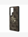 Guess PU 4G Metal Logo Zadní Kryt pro Samsung Galaxy S25 Ultra Brown Carcasa de telefon
