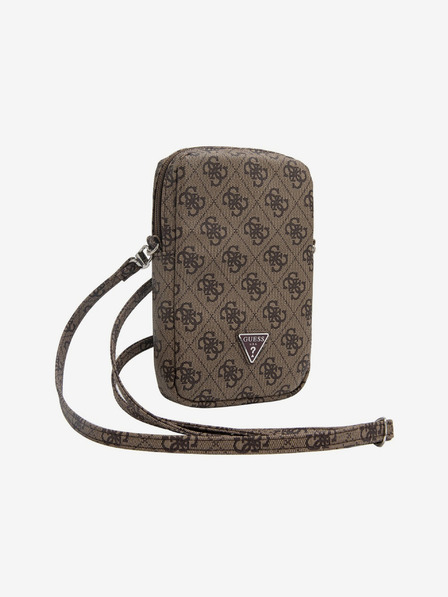 Guess Guess PU 4G Triangle Logo Phone Bag cu fermoar maro
