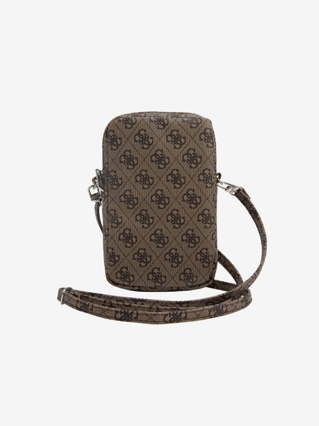 Guess Guess PU 4G Triangle Logo Phone Bag cu fermoar maro