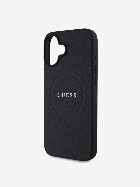 Guess Guess PU Grained Classic Logo MagSafe Back Cover pentru iPhone 16 negru