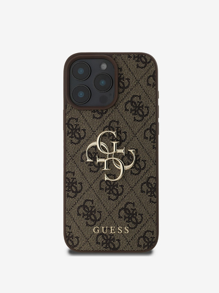 Guess Guess PU 4G Metal Logo Back Cover pentru iPhone 16 Pro Brown