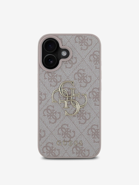 Guess Guess PU 4G Metal Logo Back Cover pentru iPhone 16 roz
