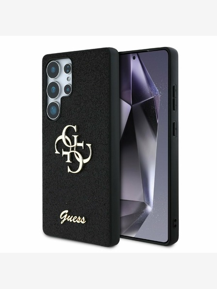 Guess Guess PU Fixed Glitter 4G Metal Logo Back Cover pentru Samsung Galaxy S25 Ultra Black