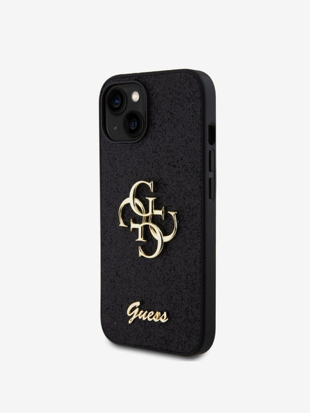 Guess Guess PU Fixed Glitter 4G Metal Logo Back Cover pentru iPhone 13 Negru