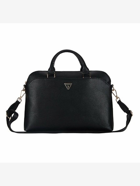 Guess Guess PU Grained Triangle Logo Notebook Bag 15/16" negru