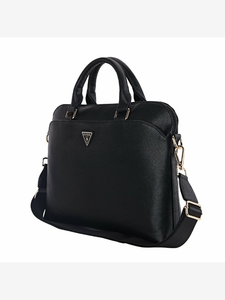 Guess Guess PU Grained Triangle Logo Notebook Bag 15/16" negru