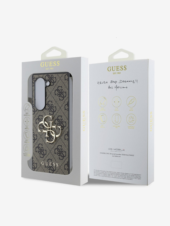Guess Guess PU 4G Metal Logo Back Cover pentru Samsung Galaxy Z Fold 6 Brown