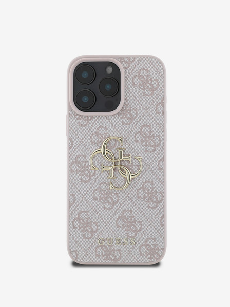 Guess Guess PU 4G Metal Logo Back Cover pentru iPhone 16 Pro Max roz