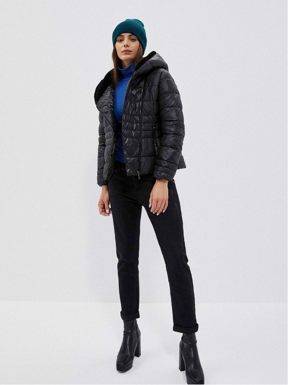 Moodo Jachetă scurtă matlasată neagră de damă Moodo