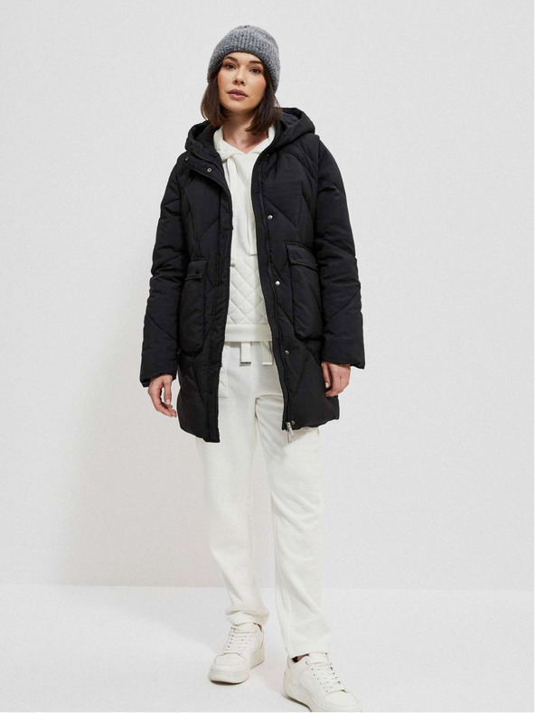 Moodo Jachetă neagră pentru femei cu mâneci detașabile Moodo