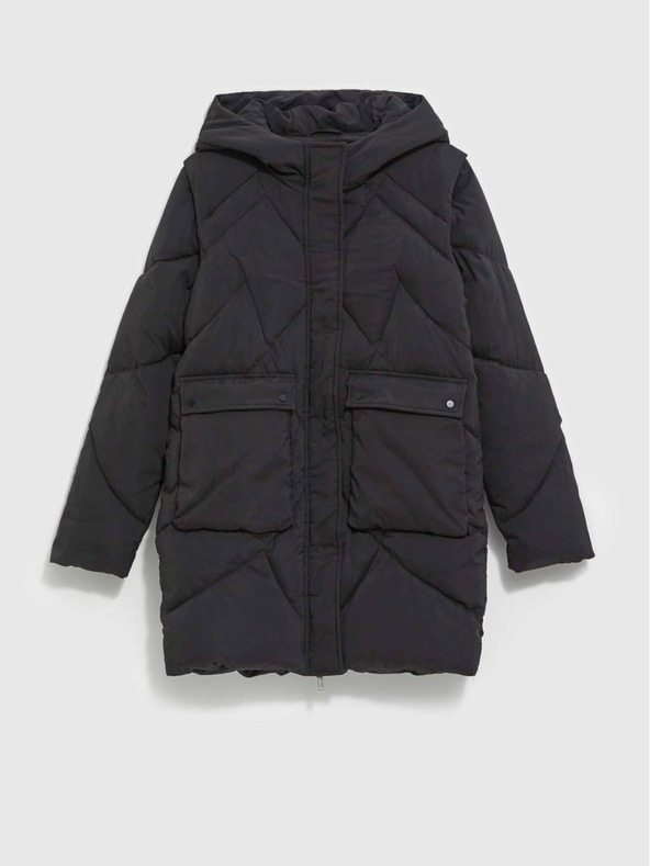 Moodo Jachetă neagră pentru femei cu mâneci detașabile Moodo