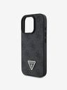 Guess Guess PU 4G Strass Triangle Metal Logo Back Cover pentru iPhone 16 Pro Max negru