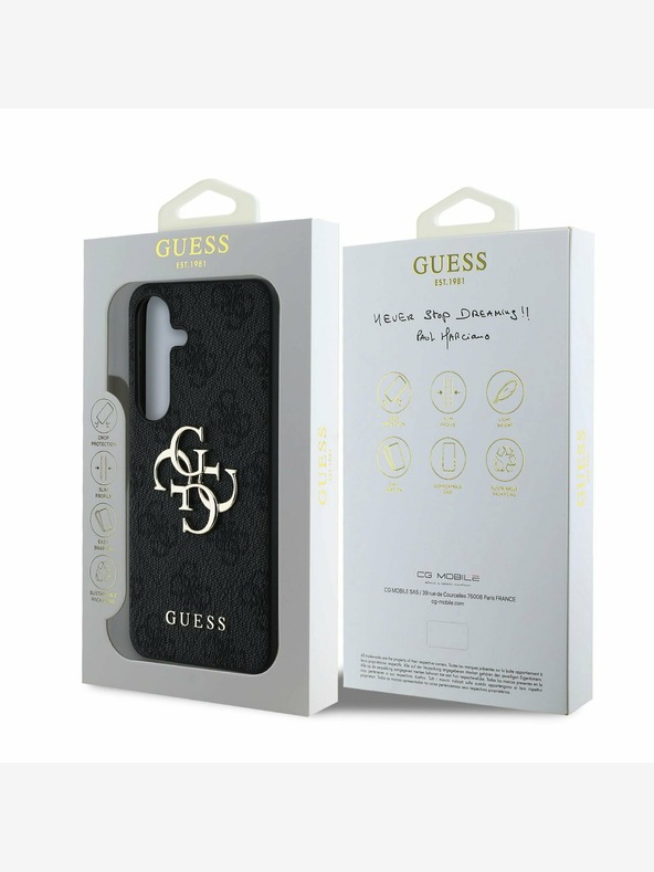 Guess PU 4G Metal Logo Zadní Kryt pro Samsung Galaxy S25 Grey Carcasa de telefon