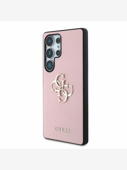 Guess Guess PU Grained 4G Metal Logo Back Cover pentru Samsung Galaxy S25 Ultra Pink