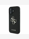 Guess Guess PU Grained 4G Metal Logo Back Cover pentru iPhone 16 negru