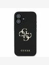 Guess Guess PU Grained 4G Metal Logo Back Cover pentru iPhone 16 negru