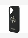 Guess Guess PU Grained 4G Metal Logo Back Cover pentru iPhone 16 negru