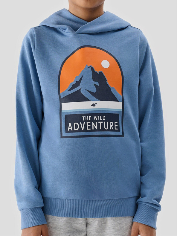 4F Sweatshirt cu glugă 4F pentru băieți - albastru