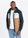Ombre Clothing Jachetă sport ușoară colorată pentru bărbați cu fleece maro Ombre Clothing