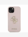 Guess Guess PU Grained 4G Metal Logo Back Cover pentru iPhone 15 roz
