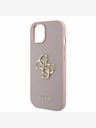 Guess Guess PU Grained 4G Metal Logo Back Cover pentru iPhone 15 roz