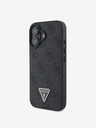Guess Guess PU 4G Strass Triangle Metal Logo Back Cover pentru iPhone 16 Negru