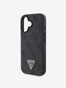 Guess Guess PU 4G Strass Triangle Metal Logo Back Cover pentru iPhone 16 Negru
