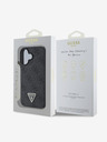 Guess Guess PU 4G Strass Triangle Metal Logo Back Cover pentru iPhone 16 Negru