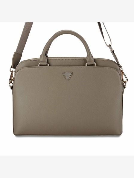 Guess Geantă pentru laptop Guess PU Grained Triangle Logo 15/16" maro