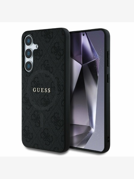 Guess PU Leather 4G Colored Ring MagSafe Zadní Kryt pro Samsung Galaxy S25 Black Carcasa de telefon