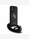 Guess Guess PU 4G Metal Logo Crossbody Strap Back Cover pentru iPhone 16 negru