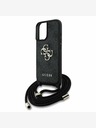 Guess Guess PU 4G Metal Logo Crossbody Strap Back Cover pentru iPhone 16 negru