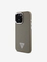 Guess Guess PU Grained Triangle Logo Back Cover pentru iPhone 16 Pro Max Brown