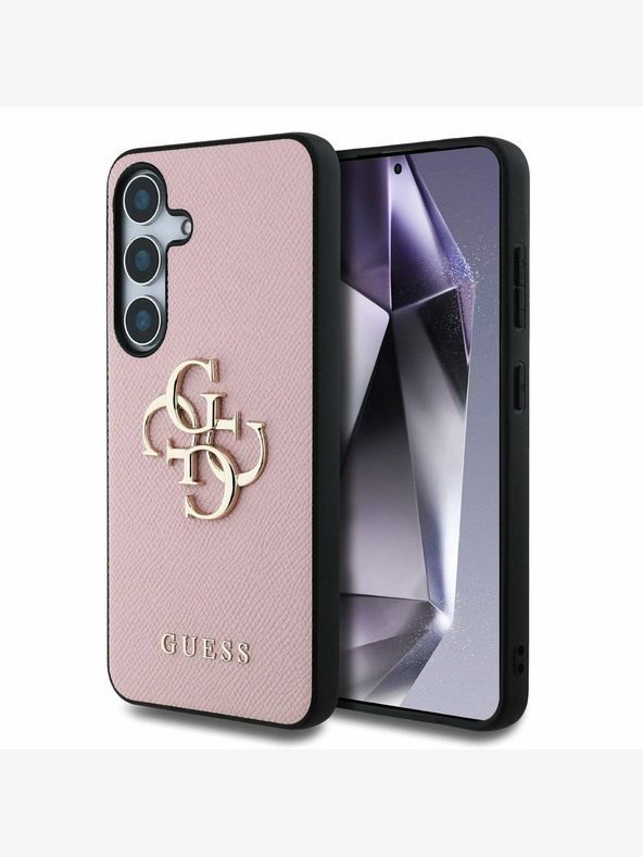 Guess Guess PU Grained 4G Metal Logo Back Cover pentru Samsung Galaxy S25+ Roz