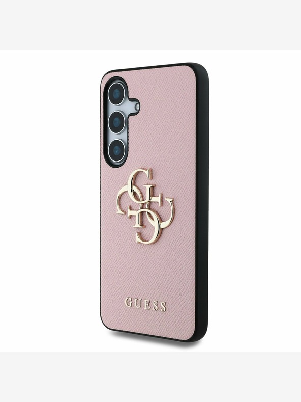 Guess Guess PU Grained 4G Metal Logo Back Cover pentru Samsung Galaxy S25+ Roz