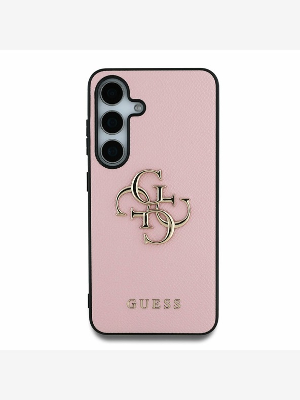 Guess Guess PU Grained 4G Metal Logo Back Cover pentru Samsung Galaxy S25+ Roz
