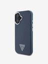Guess Guess PU Grained Triangle Logo Back Cover pentru iPhone 16 Albastru