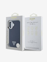Guess Guess PU Grained Triangle Logo Back Cover pentru iPhone 16 Albastru