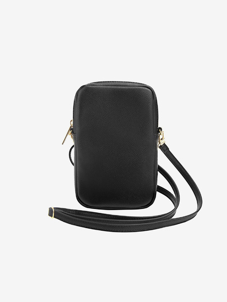 Guess Guess PU Grained 4G Metal Logo Phone Bag cu fermoar Negru