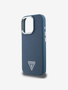 Guess Guess PU Grained Triangle Logo Back Cover pentru iPhone 16 Pro Max Albastru