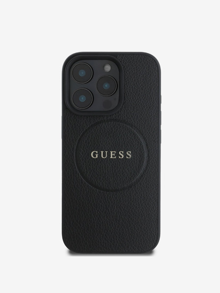 Guess Guess PU Grained Classic Logo MagSafe Back Cover pentru iPhone 16 Pro Negru